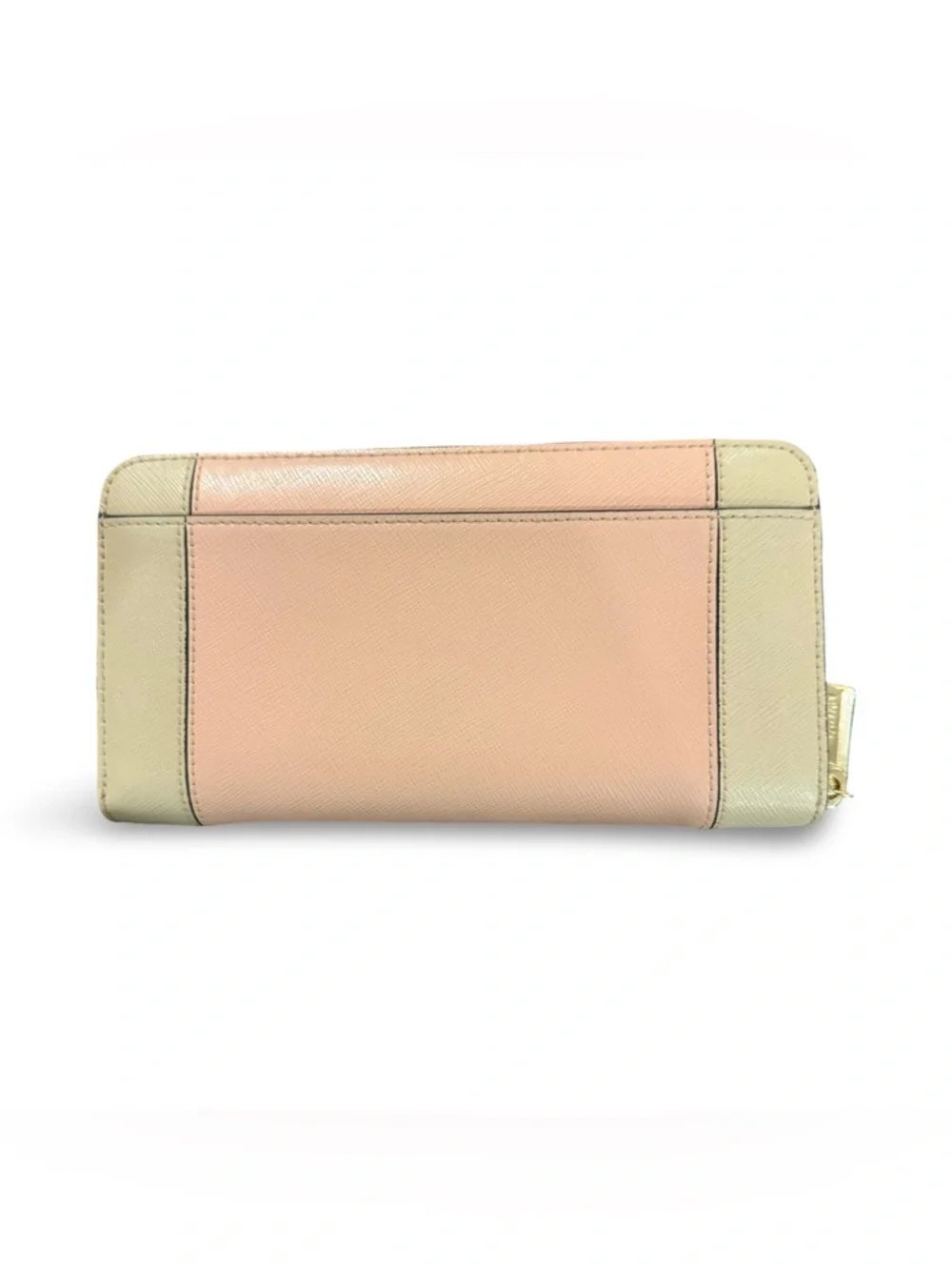 Kate Spade Spencer Zip Around Wallet Colorblock Saffiano Leather Blush Beige